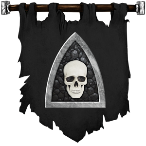 The Symbol of Myrkul - White human skull on a black field